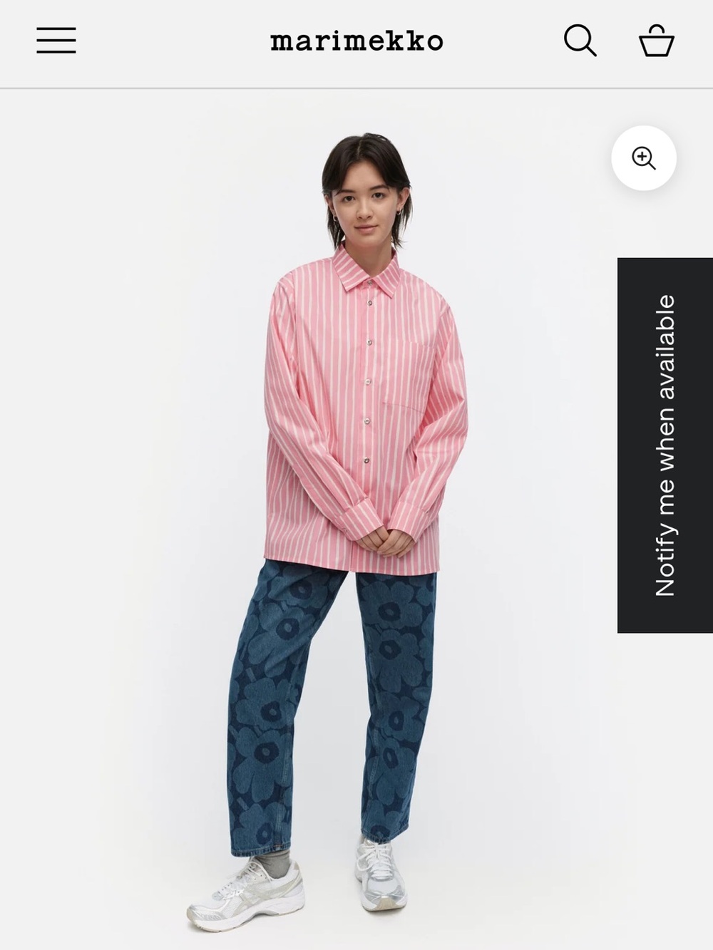 Like new! Marimekko Jokapoika Kioski cotton Pink Striped Shirt! Size M! Gorge!